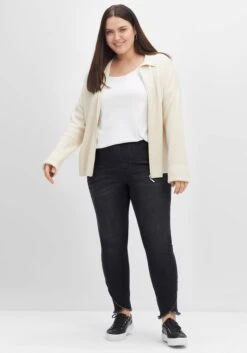 Sheego Schmale Jeans Mit Gummibund Und Fransensaum -Shego Kleidung Geschaft 14480400341 04FDI 02 SH