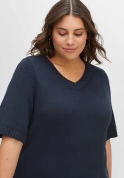 Sheego Kurzarmpullover Mit V-Ausschnitt, Aus Baumwolle -Shego Kleidung Geschaft 14491300035 04FUO 02 SH