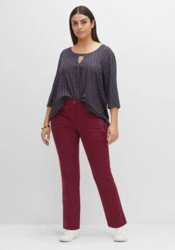 Sheego Gerade Twillhose Mit Dezenter Blumenstickerei -Shego Kleidung Geschaft 14506400265 04G53 02 SH