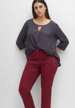 Sheego Gerade Twillhose Mit Dezenter Blumenstickerei -Shego Kleidung Geschaft 14506400265 04G5A 02 SH