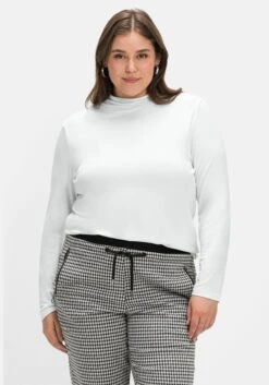 Sheego Langarmshirt Mit Angekräuseltem Stehkragen