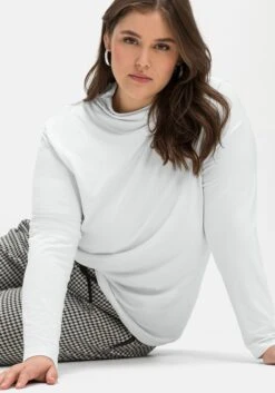 Sheego Langarmshirt Mit Angekräuseltem Stehkragen -Shego Kleidung Geschaft 14557400011 04J51 02 SH
