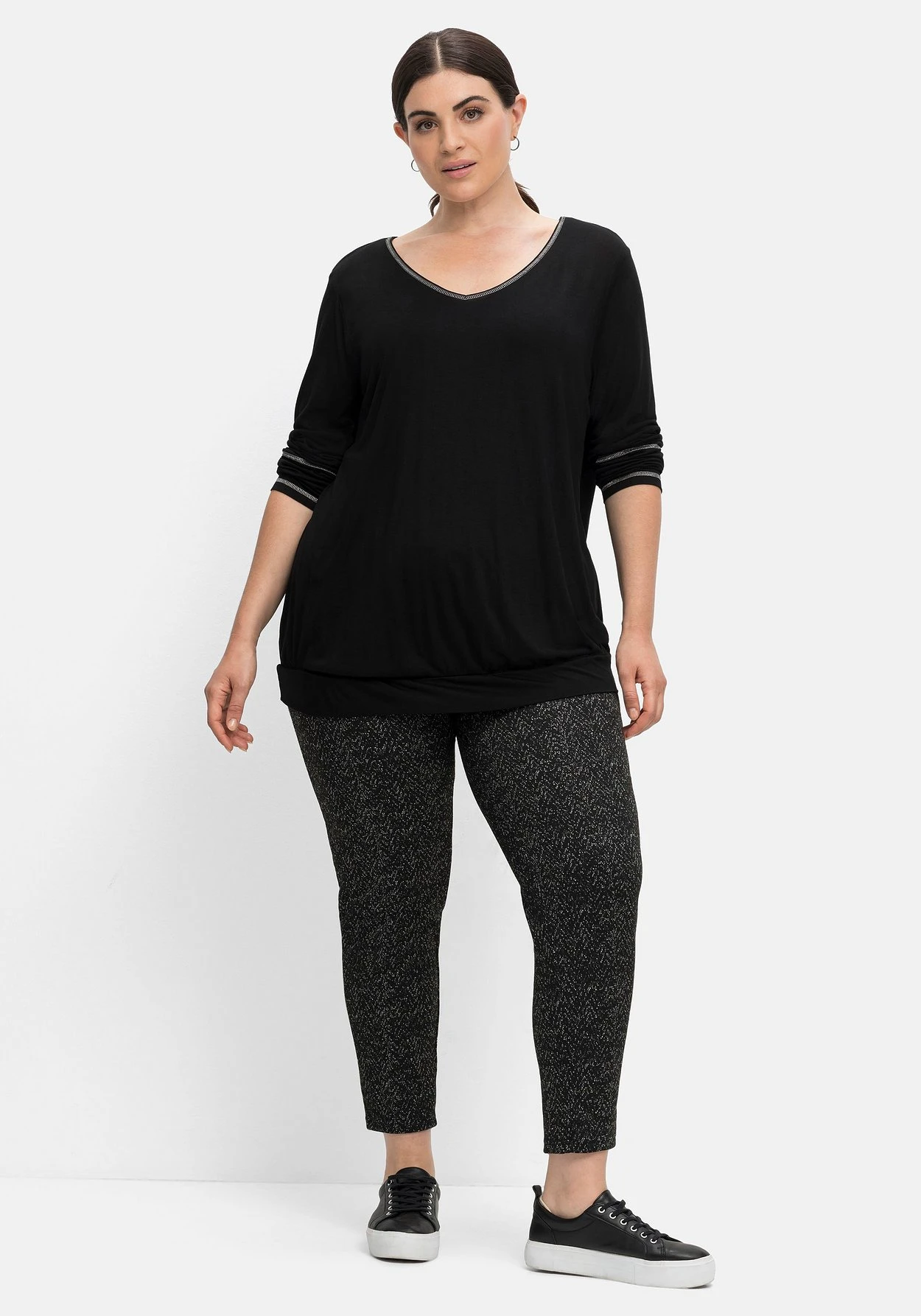Sheego Leggings In Salz- Und-Pfeffer-Optik 1 Sheego Leggings In Salz- Und-Pfeffer-Optik