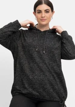 Sheego Sweatshirt Mit Kapuze, In Salz-und-Pfeffer-Optik