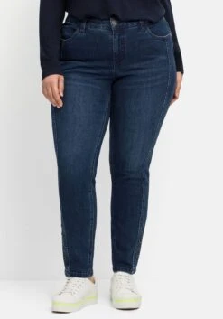 Sheego Schmale Jeans Mit Zierösen, In Five-Pocket-Form