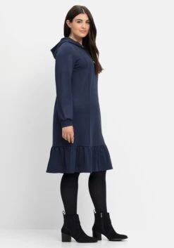 Sheego Shirtkleid Mit Kapuze Und Volant Am Saum