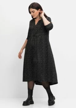 Sheego Jerseykleid In Salz-und-Pfeffer-Optik