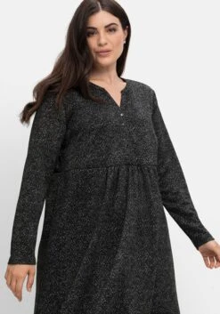 Sheego Jerseykleid In Salz-und-Pfeffer-Optik -Shego Kleidung Geschaft 14572400289 04IWO 02 SH