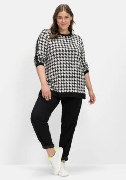 Sheego Pullover Mit U-Boot-Ausschnitt, Im Hahnentrittmuster -Shego Kleidung Geschaft 14578700404 04J3F 05 SH