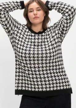 Sheego Pullover Mit U-Boot-Ausschnitt, Im Hahnentrittmuster -Shego Kleidung Geschaft 14578700404 04J3H 05 SH