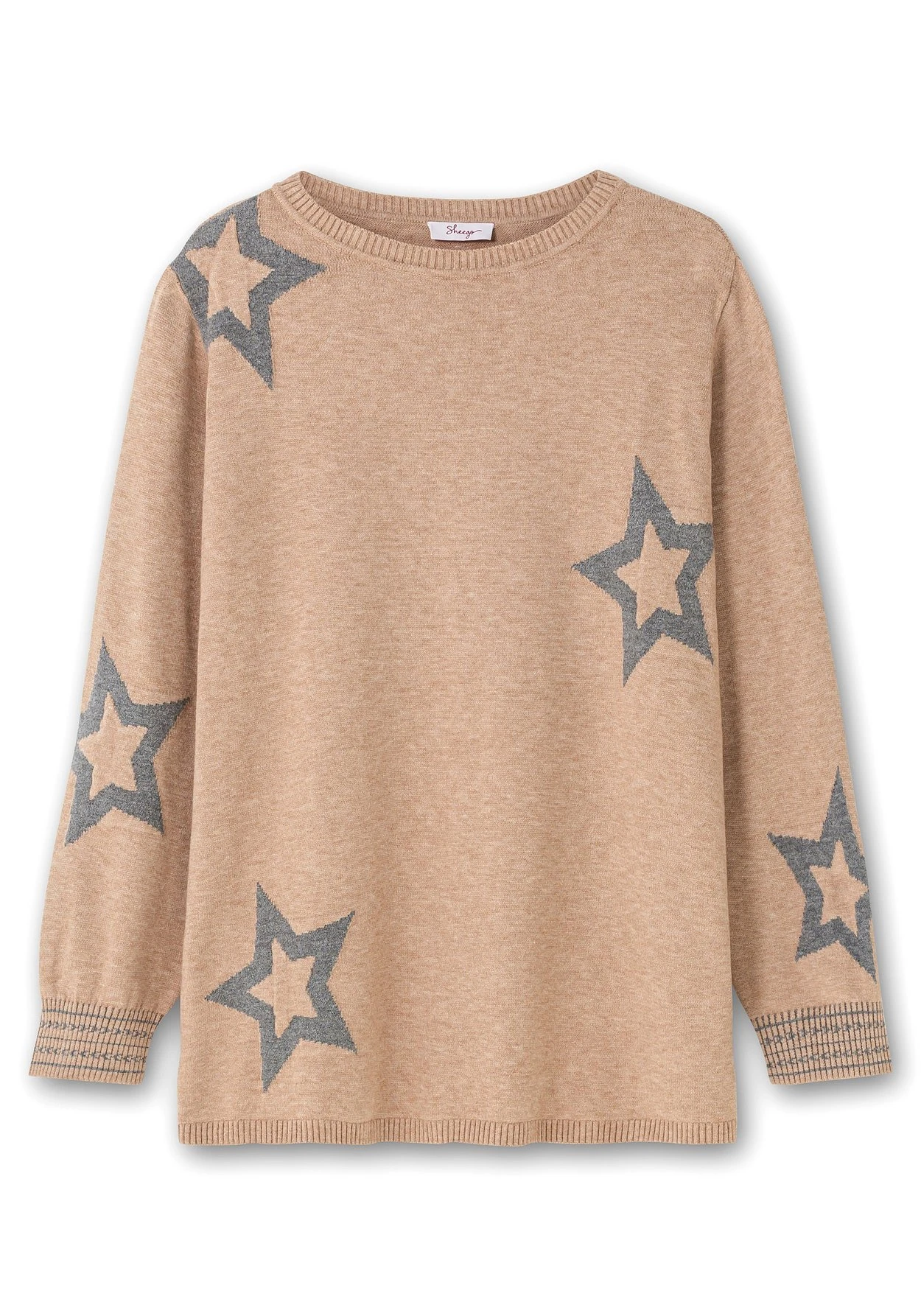 Sheego Pullover Mit U-Boot-Ausschnitt Und Stern-Intarsien 3 Sheego Pullover Mit U-Boot-Ausschnitt Und Stern-Intarsien – Bild 3