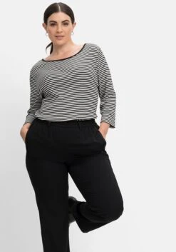 Sheego Gerade Hose Mit Gummibund Und Satinpiping -Shego Kleidung Geschaft 14579700289 04IJQ 02 SH