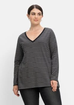 Sheego Langarmshirt Mit Streifen Und Unifarbenem Top 13 Sheego Langarmshirt Mit Streifen Und Unifarbenem Top -Shego Kleidung Geschaft 14580102108 04J8I 02 SH