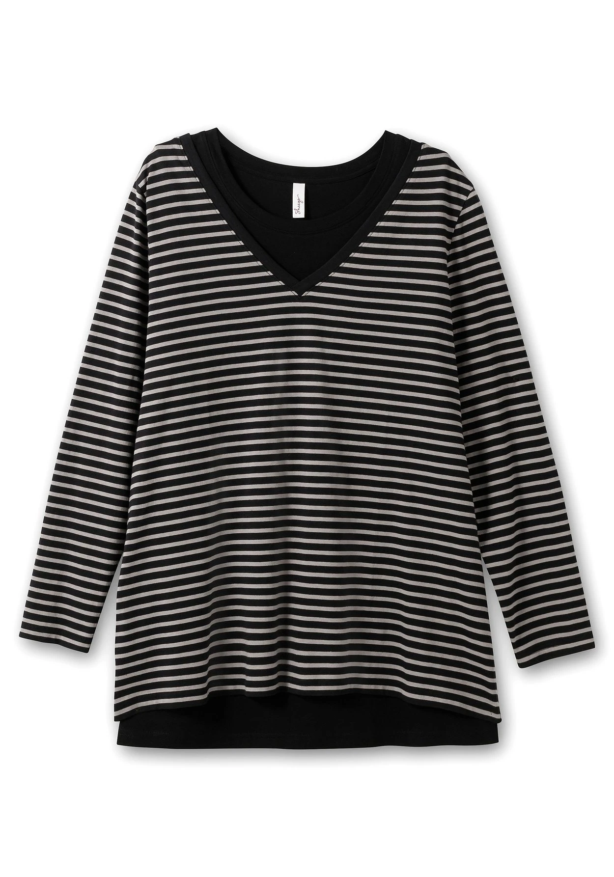 Sheego Langarmshirt Mit Streifen Und Unifarbenem Top 7 Sheego Langarmshirt Mit Streifen Und Unifarbenem Top – Bild 7