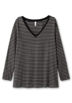 Sheego Langarmshirt Mit Streifen Und Unifarbenem Top 17 Sheego Langarmshirt Mit Streifen Und Unifarbenem Top -Shego Kleidung Geschaft 14580102108 04KL9 00 SH
