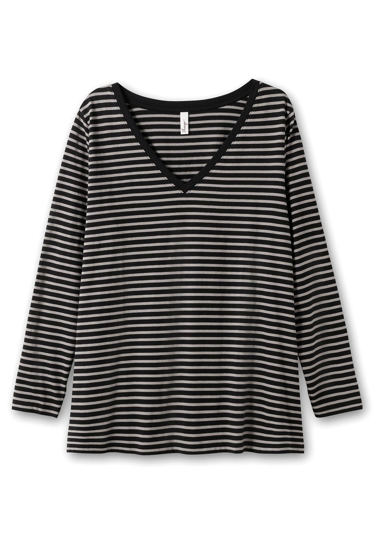 Sheego Langarmshirt Mit Streifen Und Unifarbenem Top 9 Sheego Langarmshirt Mit Streifen Und Unifarbenem Top – Bild 9