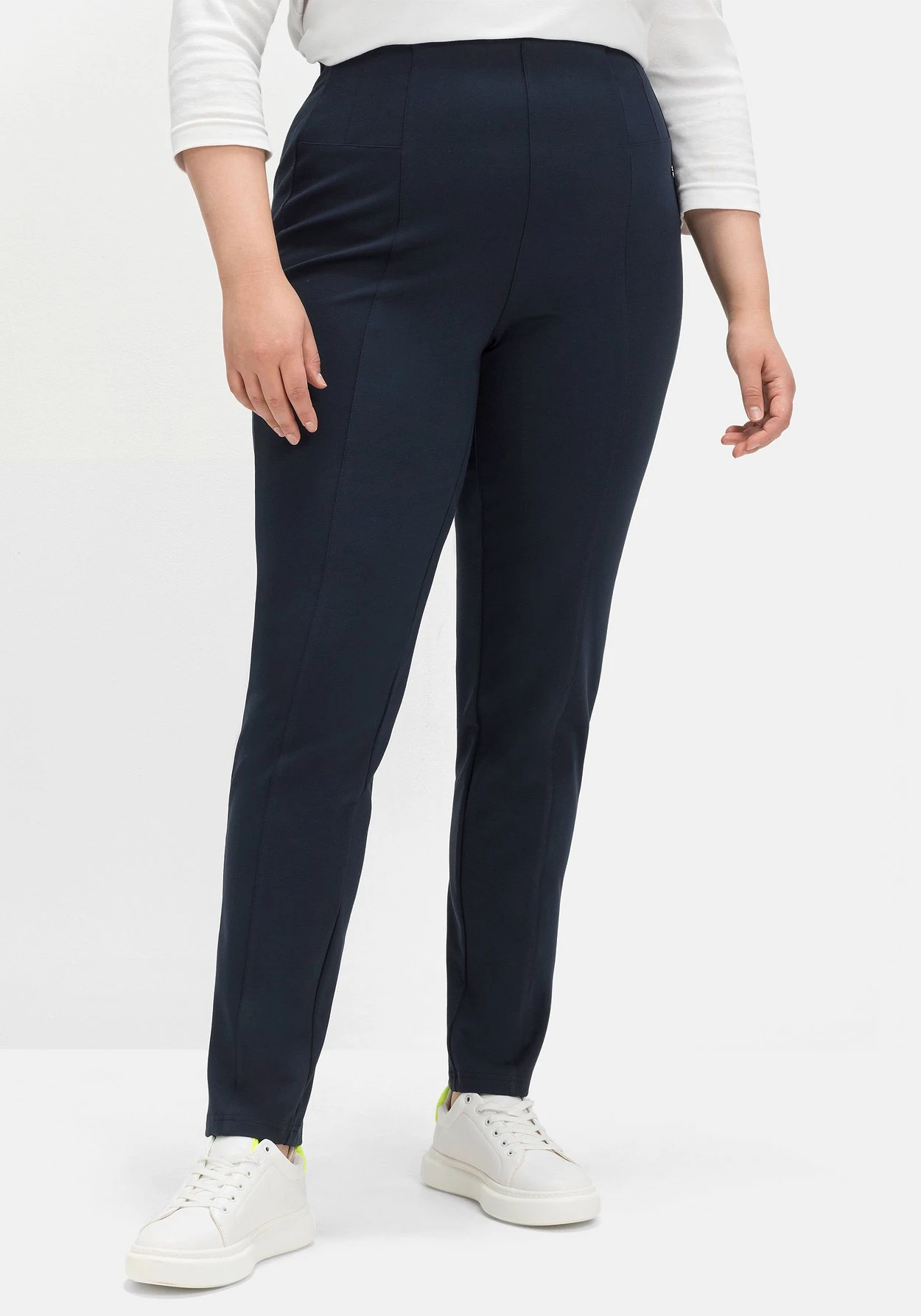 Sheego Jerseyhose Aus Interlock, Schmale Beinform 1 Sheego Jerseyhose Aus Interlock, Schmale Beinform