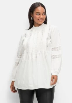 Tunika Mit Spitzen, Rüsche Und Knopfleiste, A-Linie