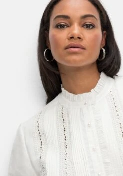 Tunika Mit Spitzen, Rüsche Und Knopfleiste, A-Linie -Shego Kleidung Geschaft 14592900010 04JR6 02 SH