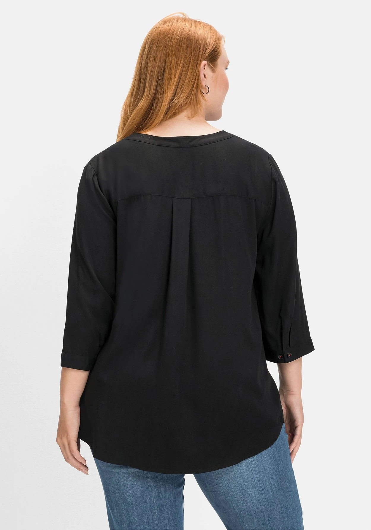 Sheego 3/4-Arm-Bluse Mit V-Ausschnitt, Aus Viskose-Twill 2 Sheego 3/4-Arm-Bluse Mit V-Ausschnitt, Aus Viskose-Twill – Bild 2