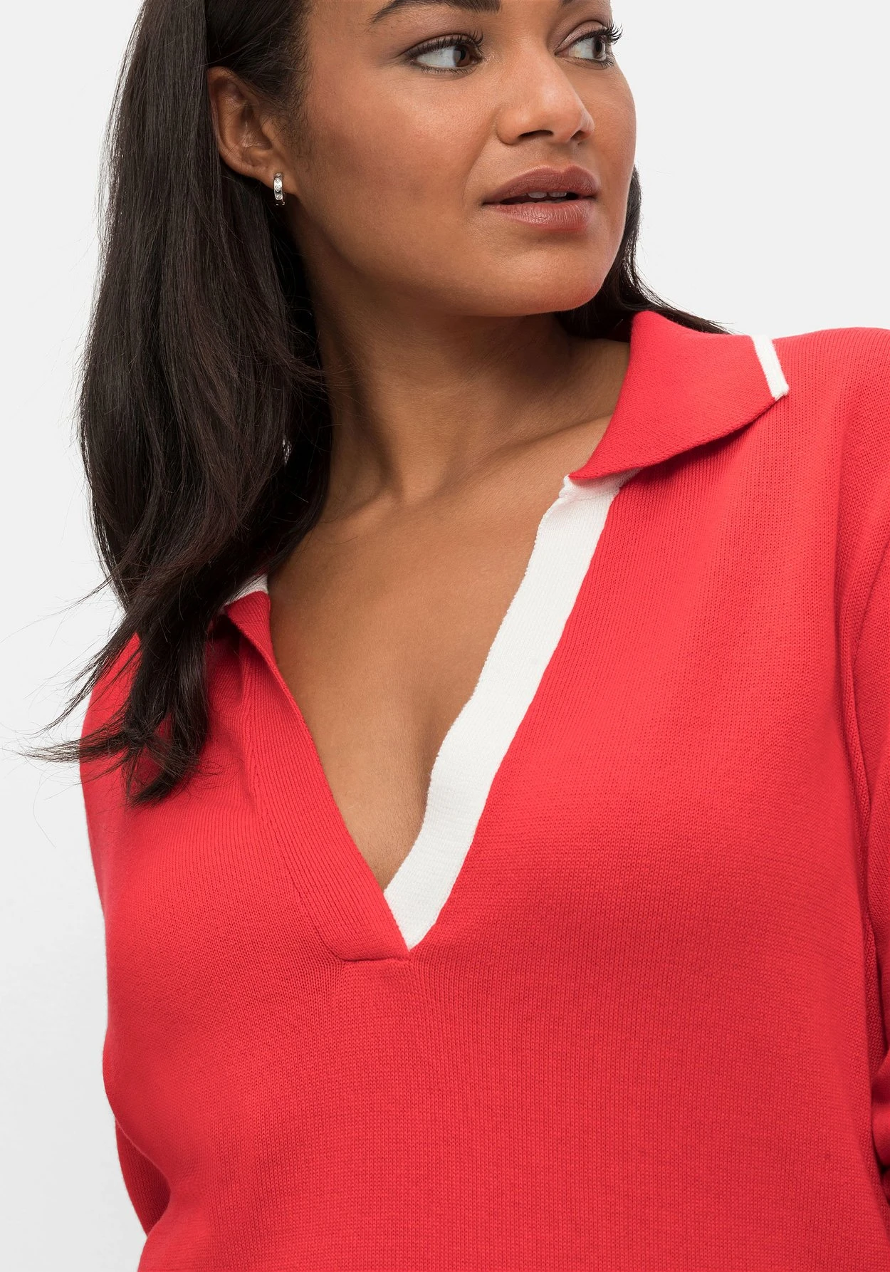 Sheego Pullover MitV-Ausschnitt Und Polokragen 5 Sheego Pullover MitV-Ausschnitt Und Polokragen – Bild 5