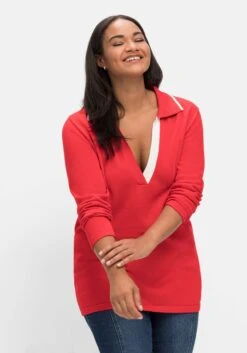 Sheego Pullover MitV-Ausschnitt Und Polokragen 11 Sheego Pullover MitV-Ausschnitt Und Polokragen -Shego Kleidung Geschaft 14595501758 04JSD 02 SH