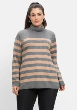 Sheego Pullover Mit Rollkragen Und Streifen