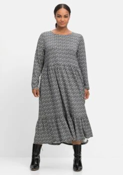 Sheego Shirtkleid In Midilänge, Mit Blumendruck