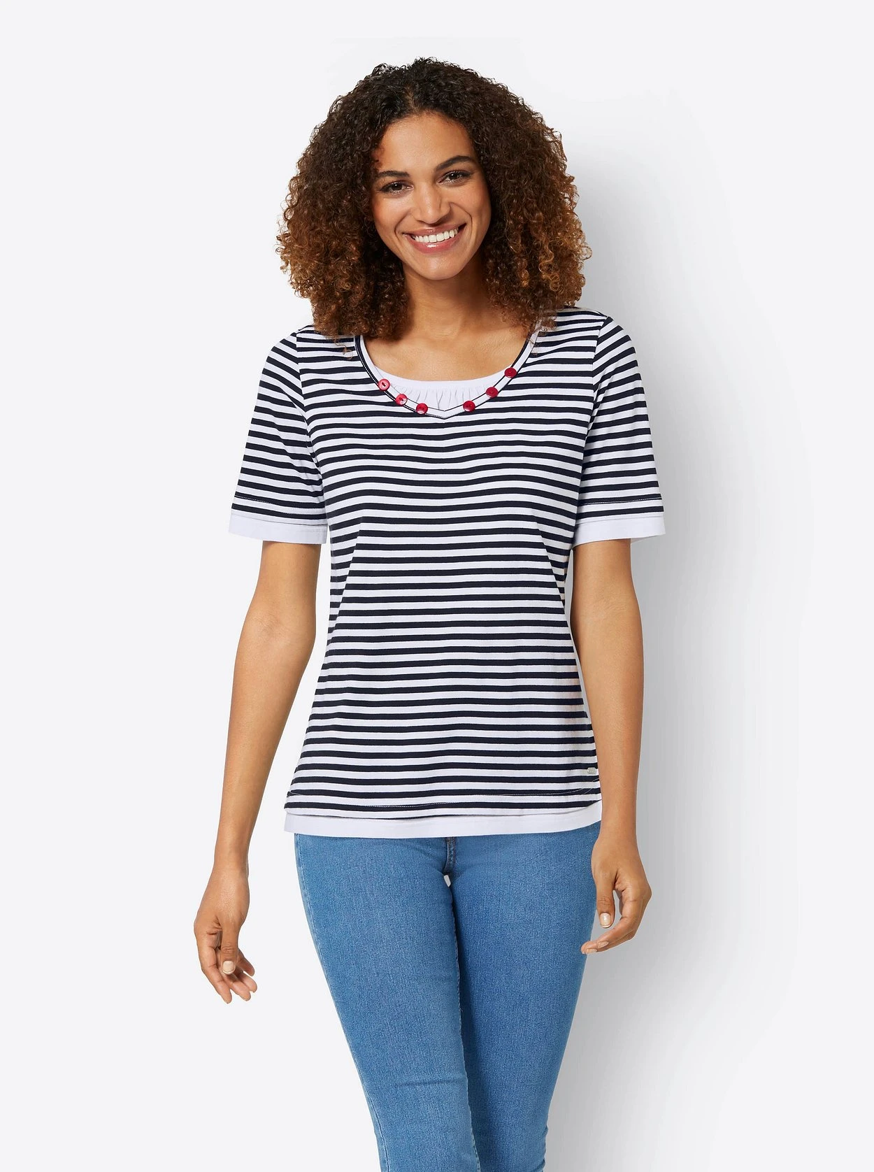 Witt Ringelshirt Im Lagenlook, Mit V-Ausschnitt 1 Witt Ringelshirt Im Lagenlook, Mit V-Ausschnitt