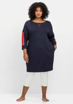 Sheego Relax-Shirtkleid Mit Taschen Und Kontraststreifen