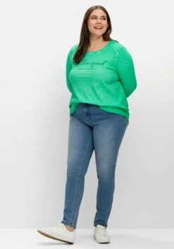 Sheego Langarmshirt Aus Flammgarn, Mit Wordingprint 9 Sheego Langarmshirt Aus Flammgarn, Mit Wordingprint -Shego Kleidung Geschaft 14673201515 04LEQ 02 SH