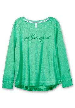 Sheego Langarmshirt Aus Flammgarn, Mit Wordingprint 8 Sheego Langarmshirt Aus Flammgarn, Mit Wordingprint -Shego Kleidung Geschaft 14673201515 04LET 00 SH