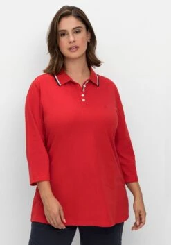 Sheego Poloshirt Mit 3/4-Arm Und Kontrastdetails