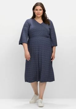 Sheego Jerseykleid In Wickeloptik, Mit Minimalprint