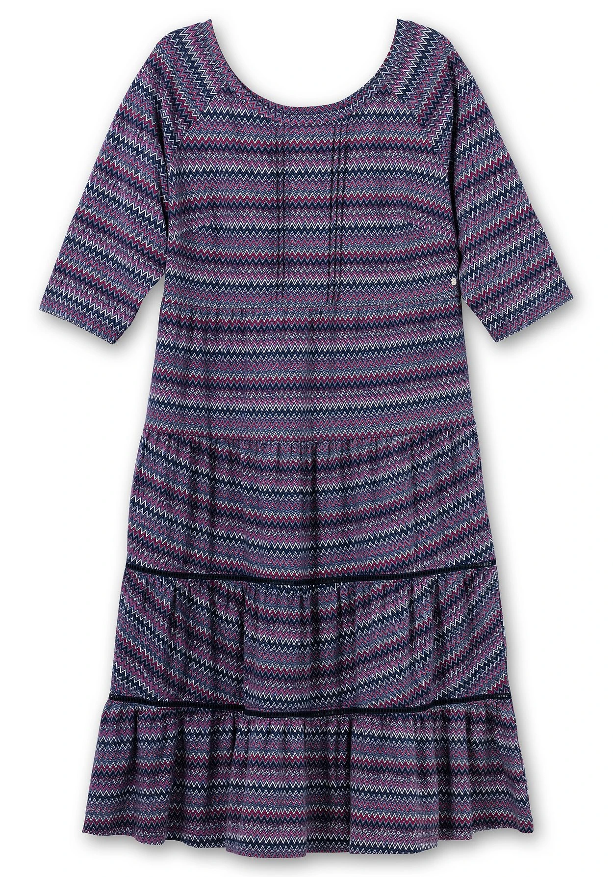 Sheego Jerseykleid Mit 3/4-Ärmeln Und Stufigen Volants 4 Sheego Jerseykleid Mit 3/4-Ärmeln Und Stufigen Volants – Bild 4