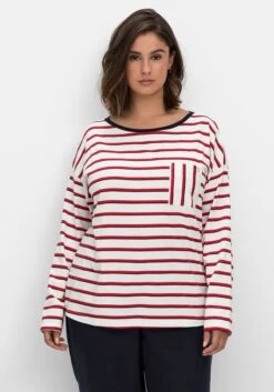 Sheego Gestreiftes Langarmshirt Mit Brusttasche 11 Sheego Gestreiftes Langarmshirt Mit Brusttasche -Shego Kleidung Geschaft 14693301915 04M2M 02 SH