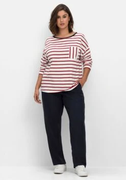 Sheego Gestreiftes Langarmshirt Mit Brusttasche 9 Sheego Gestreiftes Langarmshirt Mit Brusttasche -Shego Kleidung Geschaft 14693301915 04M2N 02 SH