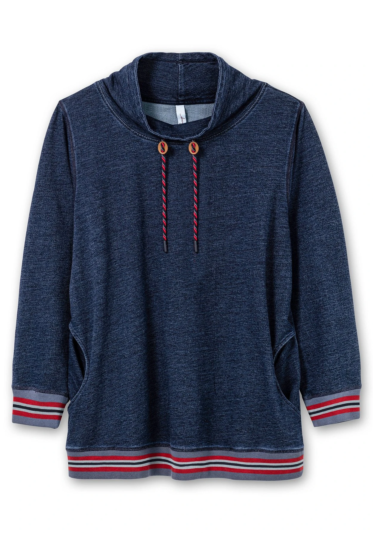 Sheego Sweatshirt In Denim-Optik, Mit Streifenbündchen 3 Sheego Sweatshirt In Denim-Optik, Mit Streifenbündchen – Bild 3