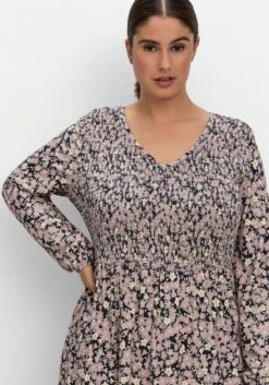 Sheego Jerseykleid Mit Alloverdruck Und Smok-Oberteil -Shego Kleidung Geschaft 14785500438 04NHR 02 SH