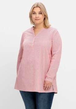 Sheego Gestreifte Longtunika Mit Knopfleiste