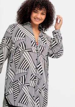 Sheego Lange Hemdbluse Mit Grafischem Muster 11 Sheego Lange Hemdbluse Mit Grafischem Muster -Shego Kleidung Geschaft 14824402231 04PVK 02 SH