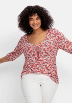 Shirt Mit Allover-Blumendruck Und Tiefem Ausschnitt -Shego Kleidung Geschaft 14834200779 04QLF 02 SH