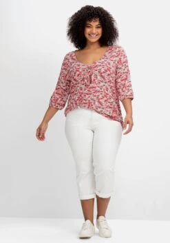 Shirt Mit Allover-Blumendruck Und Tiefem Ausschnitt -Shego Kleidung Geschaft 14834200779 04QLK 02 SH