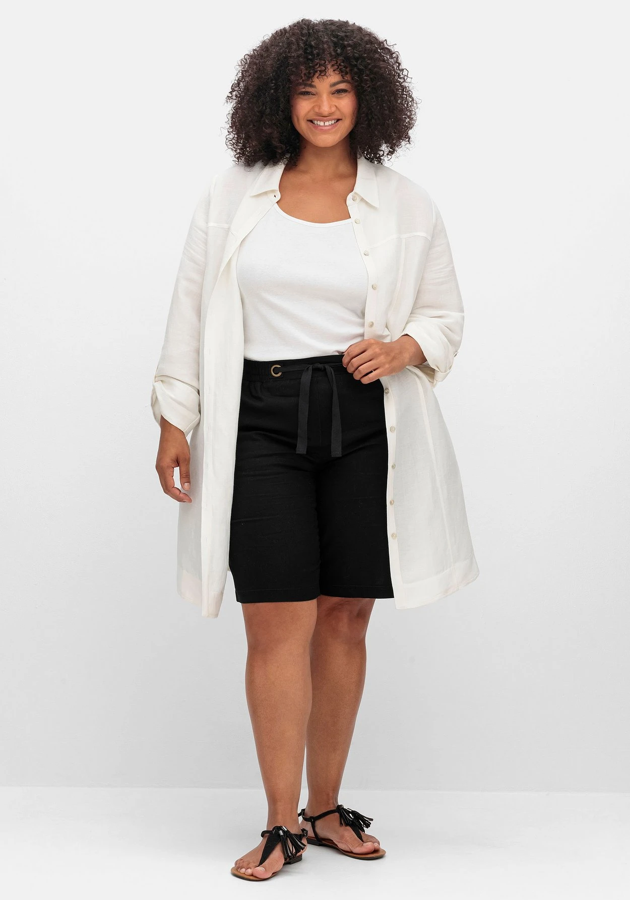 Sheego Bermudas Im Leinen-Mix, Mit Gummibund 1 Sheego Bermudas Im Leinen-Mix, Mit Gummibund