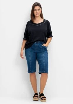 Sheego Jeans-Bermudas Mit Gummibund Und Teilungsnähten