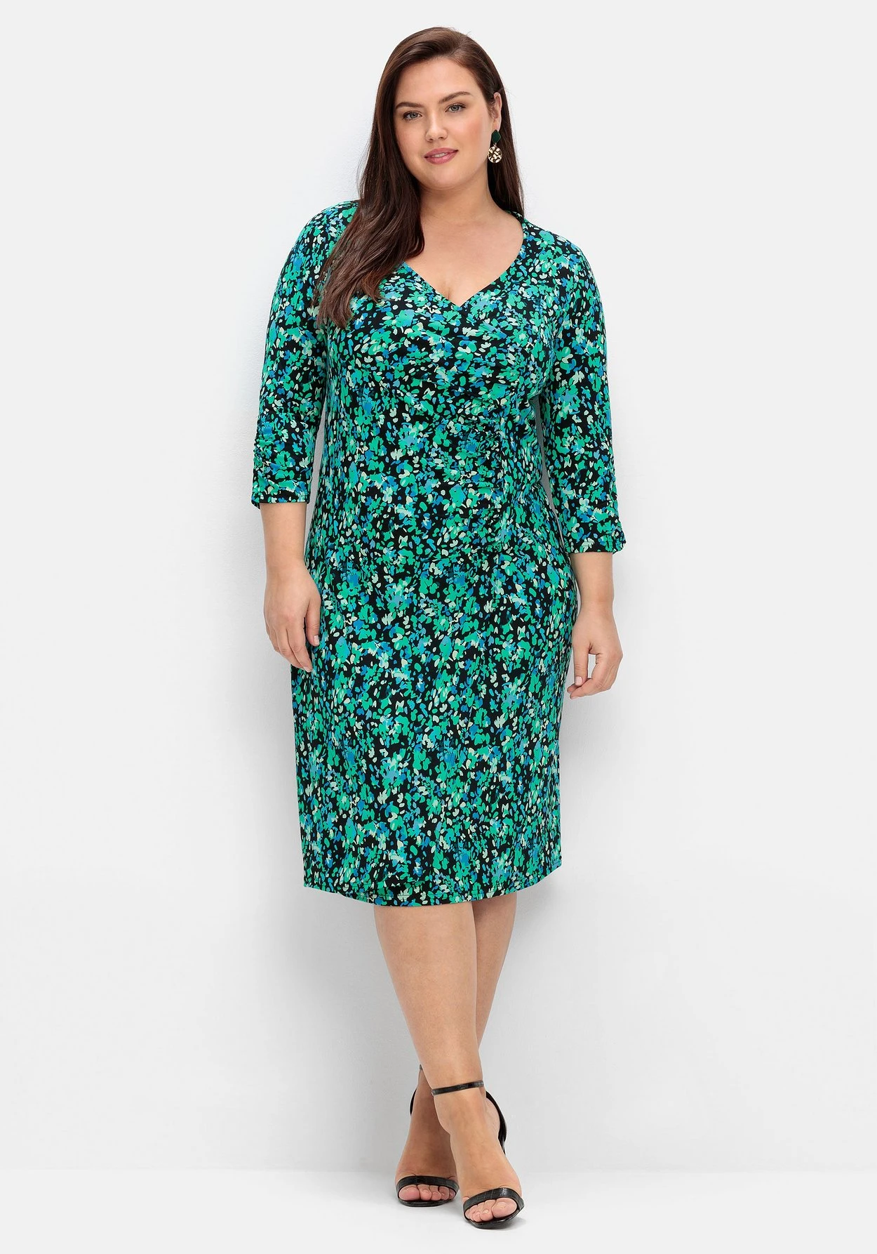 Sheego Jerseykleid In Wickeloptik, Mit Blumenprint 1 Sheego Jerseykleid In Wickeloptik, Mit Blumenprint