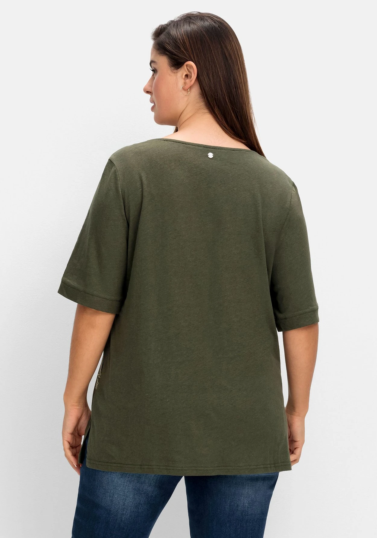 Sheego Shirt Mit Spitzenbesatz, Im Leinen-Mix 2 Sheego Shirt Mit Spitzenbesatz, Im Leinen-Mix – Bild 2