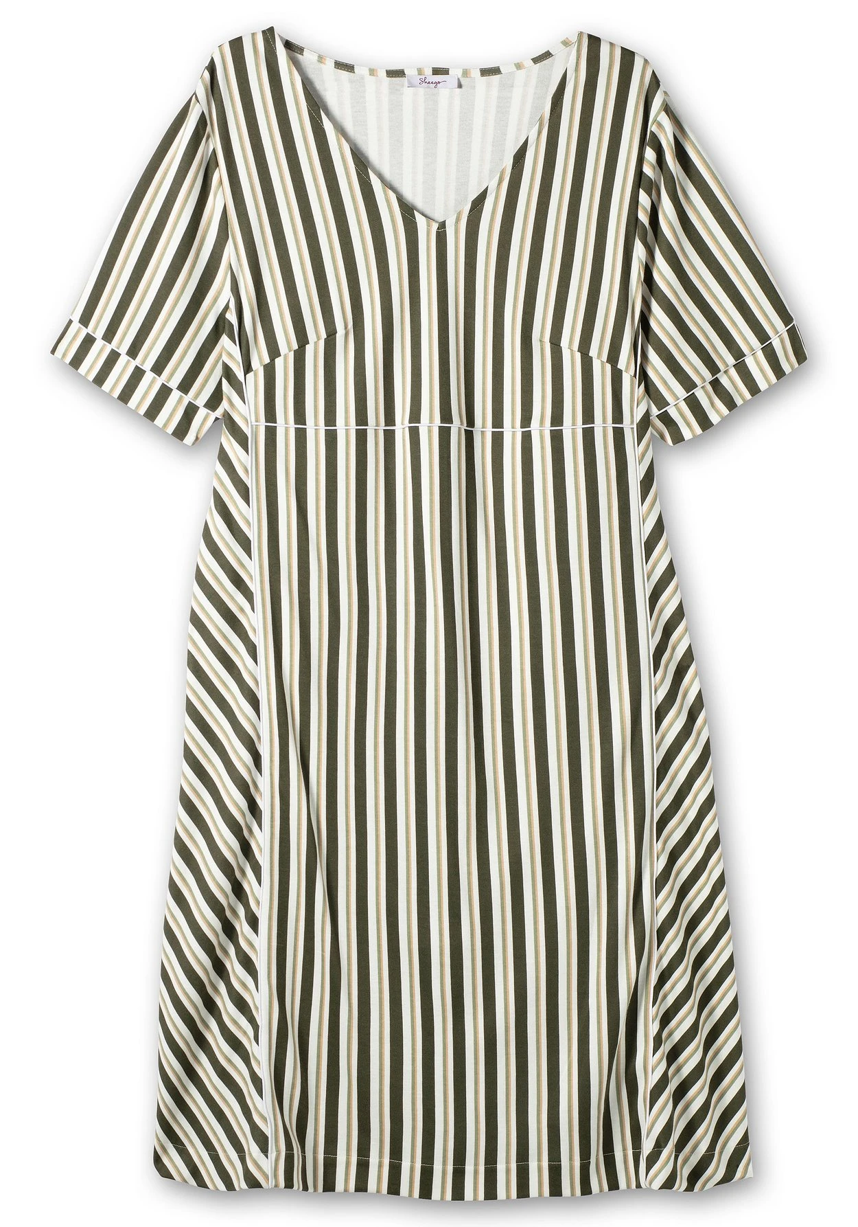 Sheego Jerseykleid Im Streifen-Design, Mit V-Ausschnitt 4 Sheego Jerseykleid Im Streifen-Design, Mit V-Ausschnitt – Bild 4