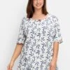 Sheego T-Shirt Mit Blätterprint, Im Leinen-Mix
