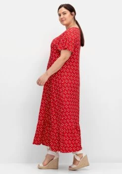 Sheego Jerseykleid In Maxilänge, Mit Volant Am Saum